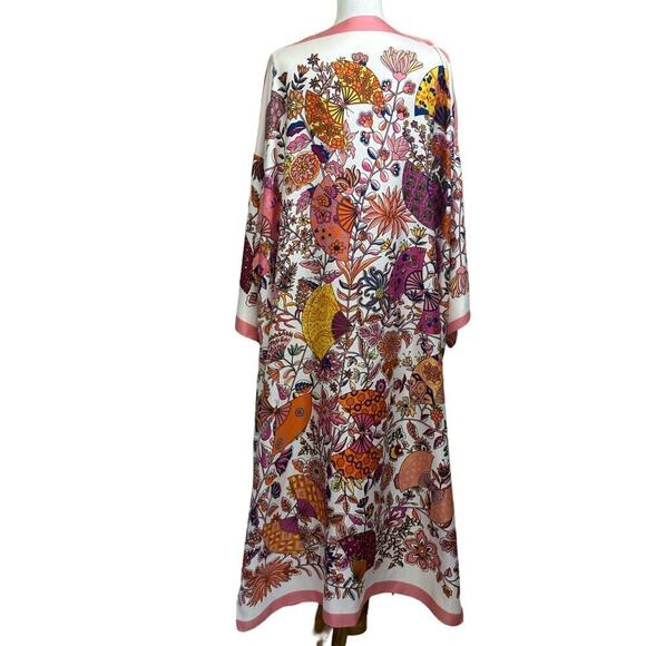 Bono Club Gallery maxi kimono, cream/pink print, one size, butterflies, colorful - Picture 3 of 6